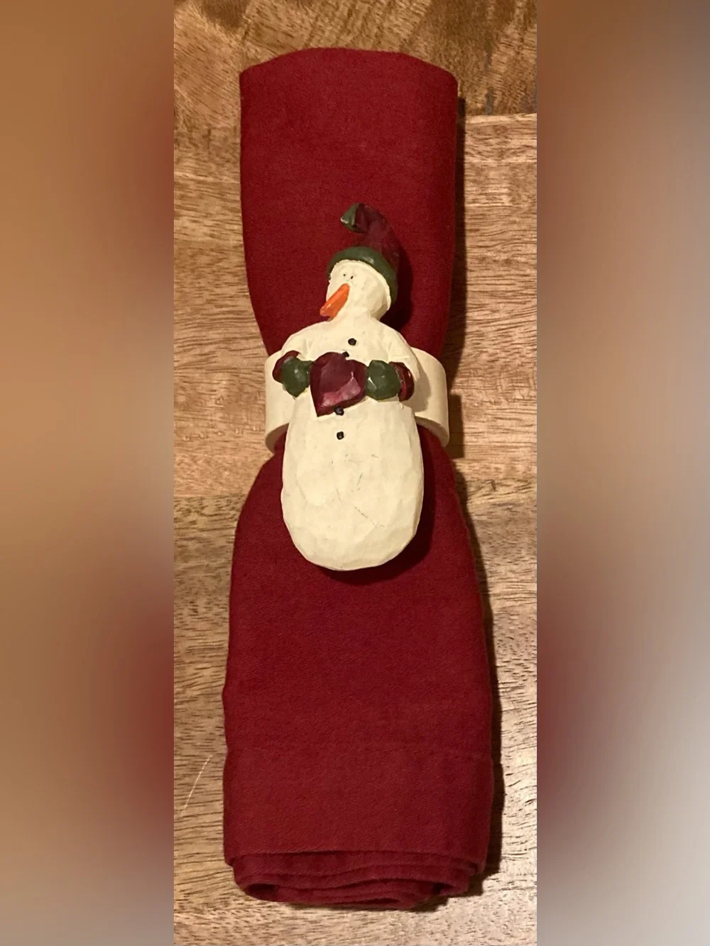 Set of 8 Resin Snowmen Holiday Napkin Rings/Holders